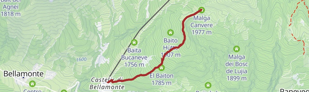 Route map: Castelir - Canvere